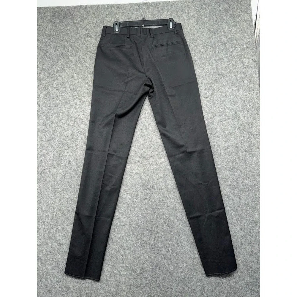 Versace Collection Mens Black Dress Pants Medusa Logo Plaque Flat Front Trousers